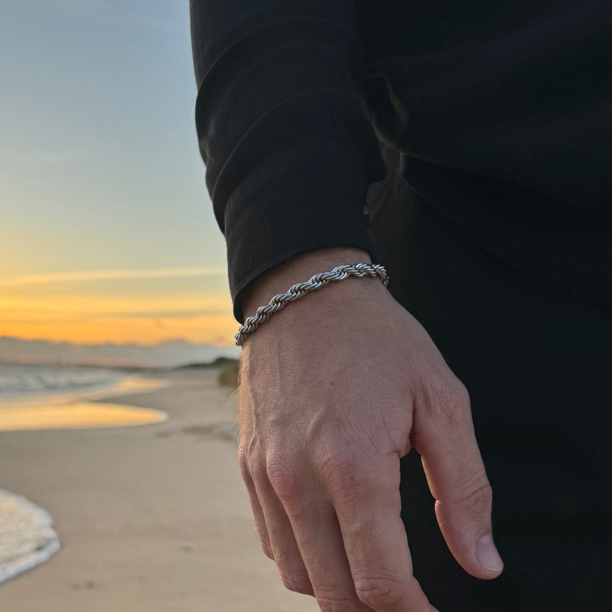 Silver rope bracelet (6mm)